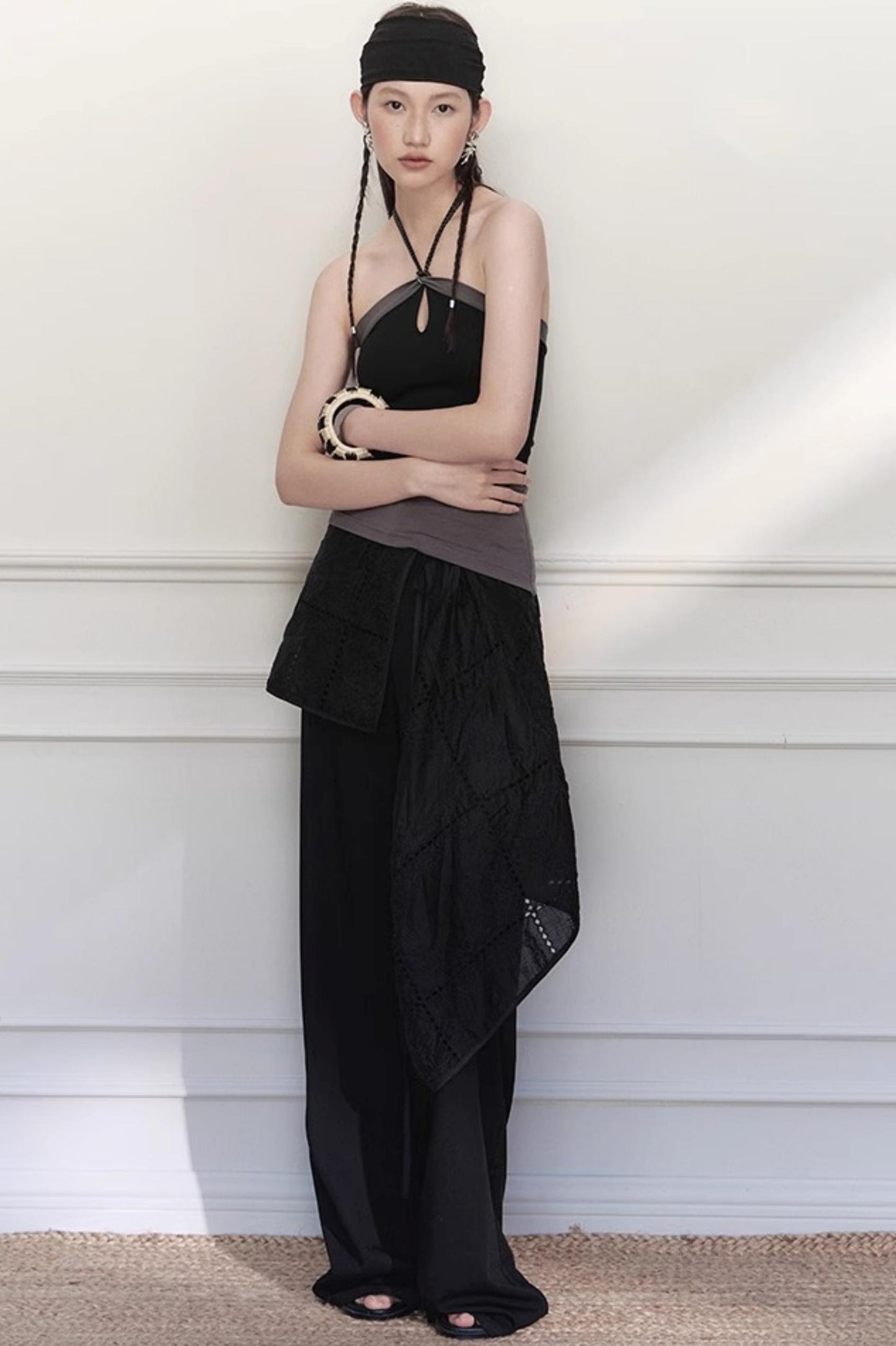 White Lace Wide-Leg Pants