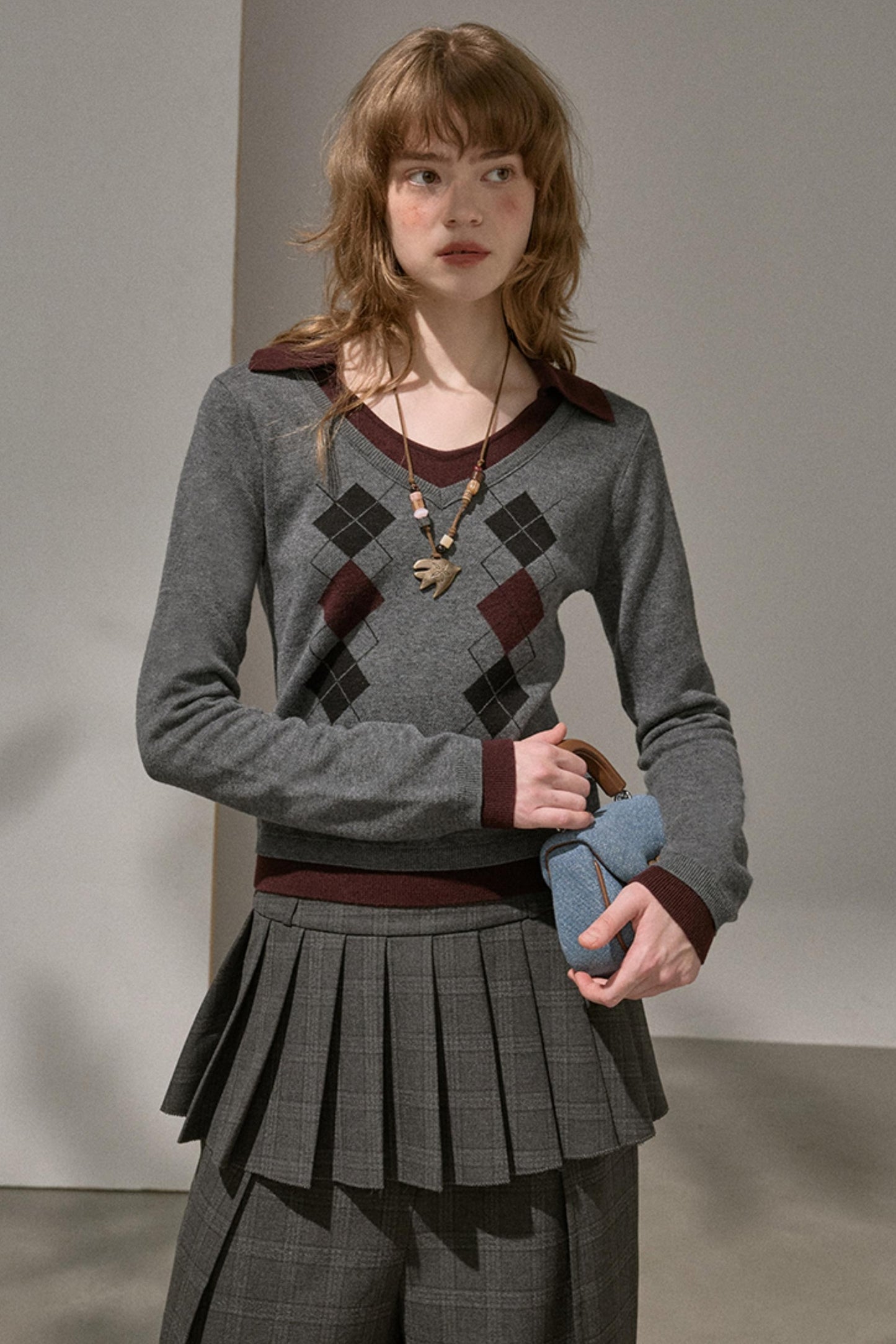 Slim V-Neck Warm Knitted Top