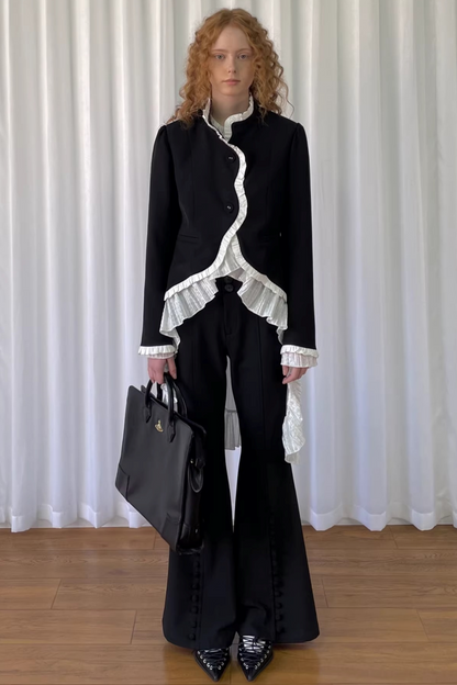 Black Drape Wide-Leg Pants