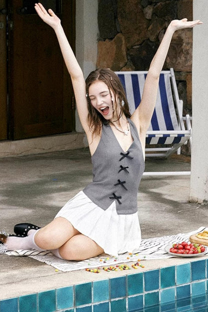 Gray A-Line Halter Dress