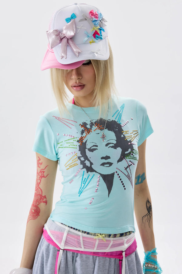 Rhinestone Patchwork T-Shirt