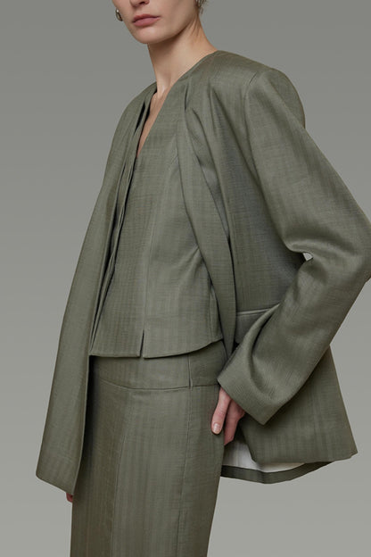 Autumn Draped Loose Vest Skirt Set-Up