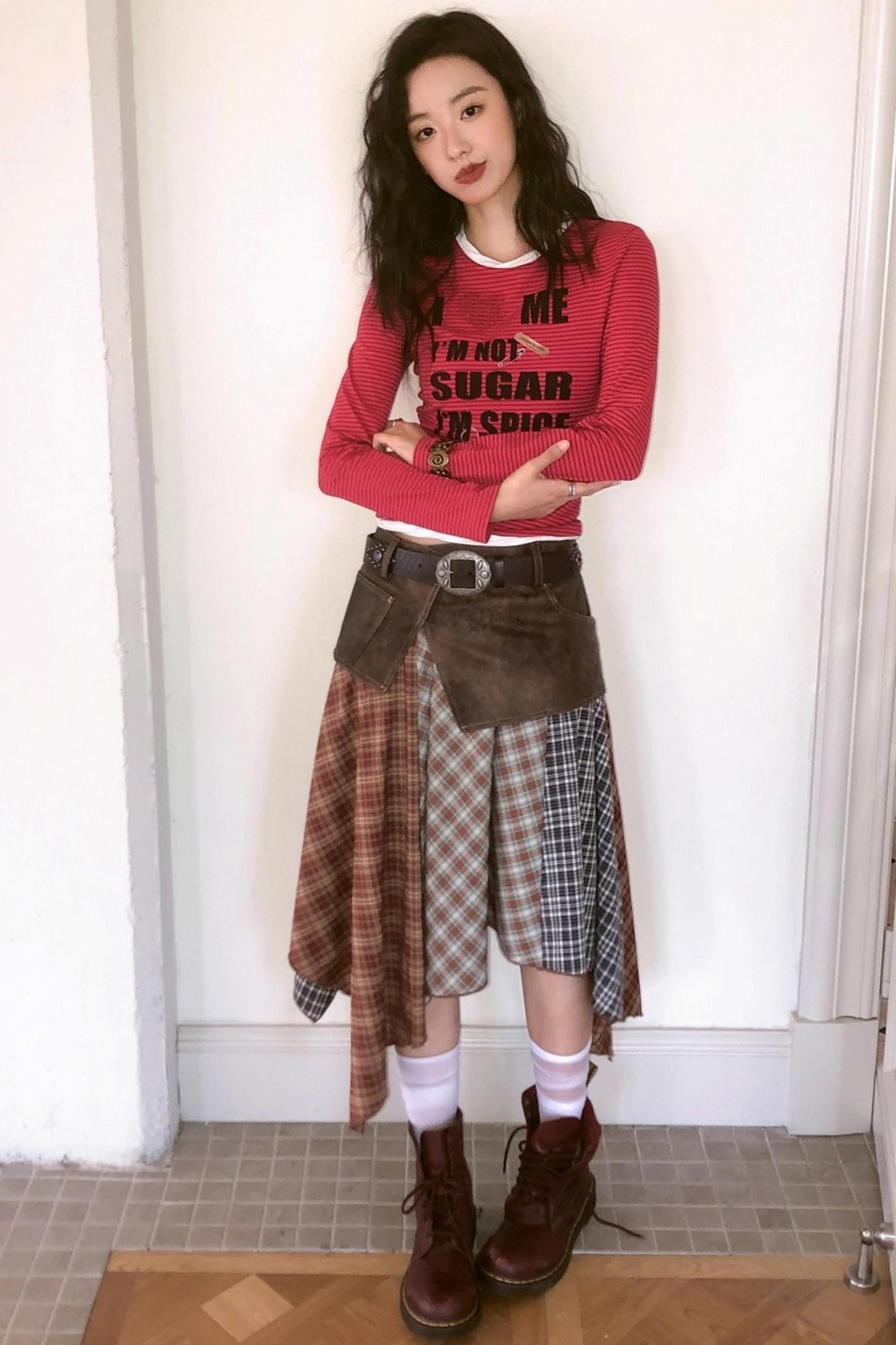 Leather Patchwork Skirt