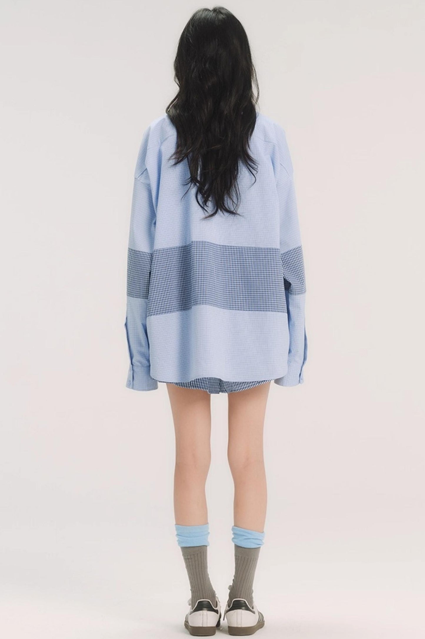 Blue Check Stitch Applique Shirt