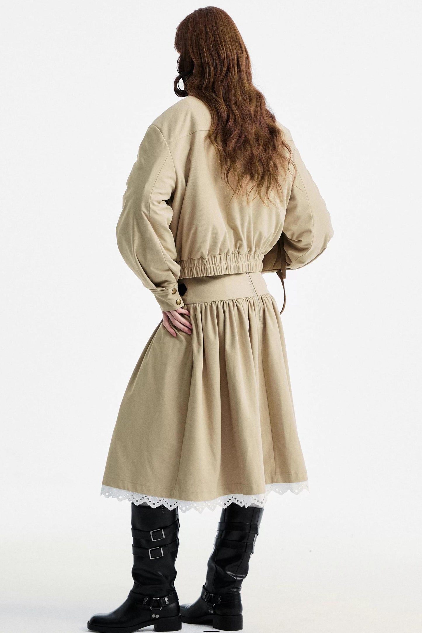 Light Gray Lace Pleated Skirt