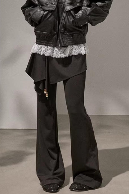 Patchwork Irregular Flared Pants