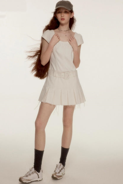 Raw Quilted Denim Dress