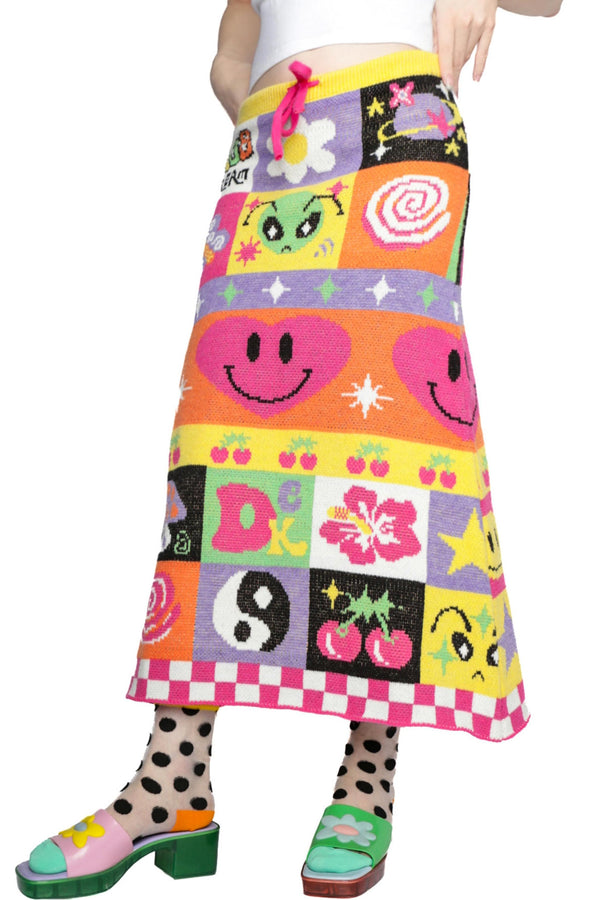 Retro Rainbow Knit Skirt