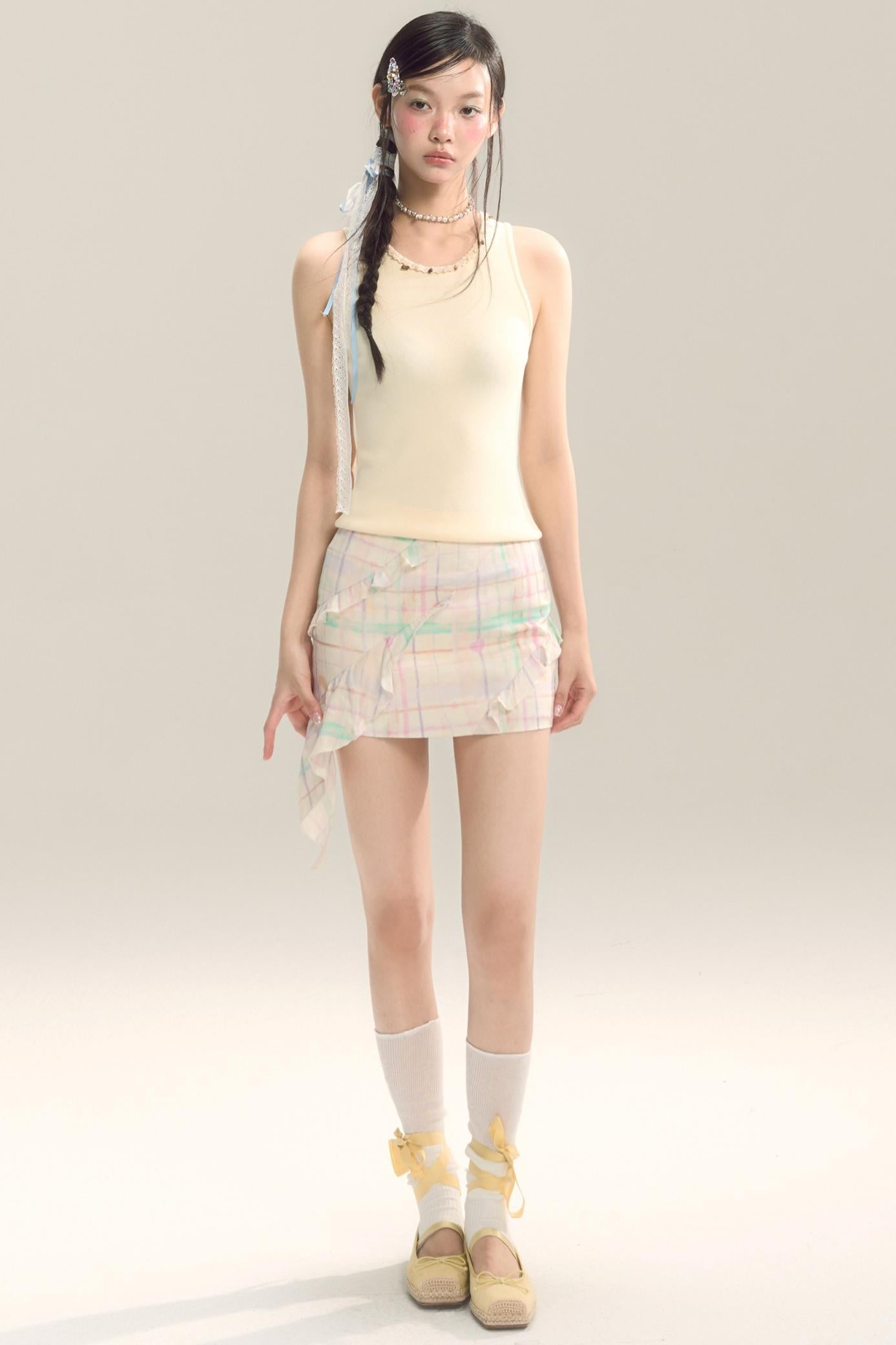 Yellow Plaid Halter Skirt