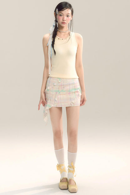 Yellow Plaid Halter Skirt