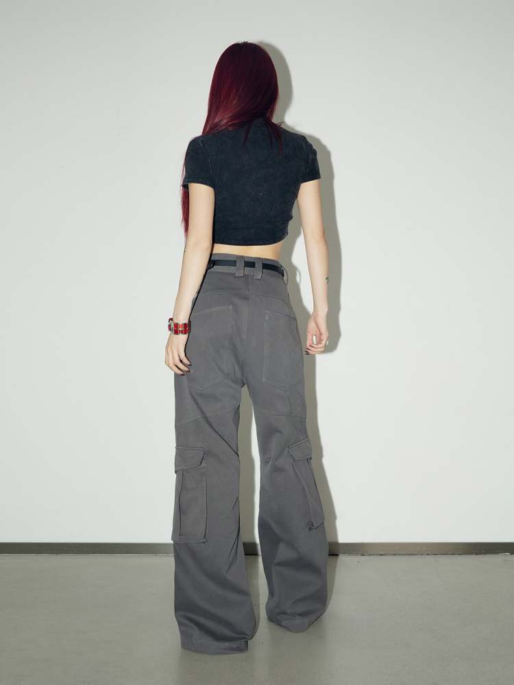 Multi Pocket Wide Leg Cargo Pants