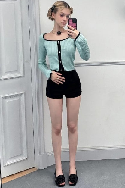 High-Waist Lace-Trim Casual Shorts