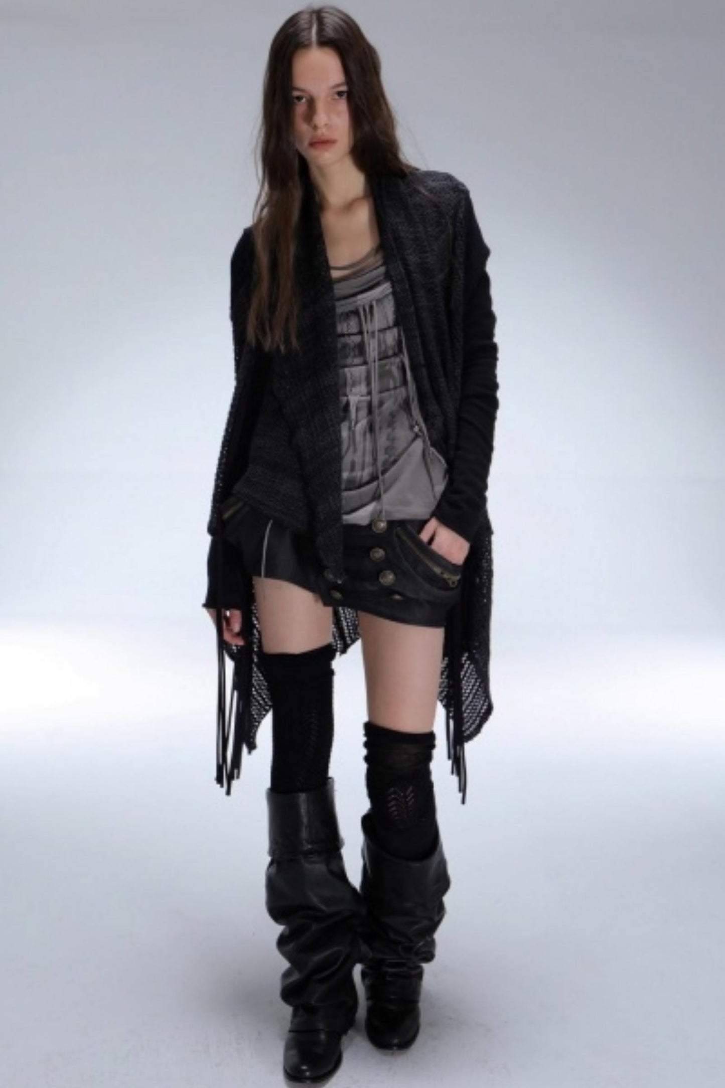 Bohemian Wool Fringed Cardigan