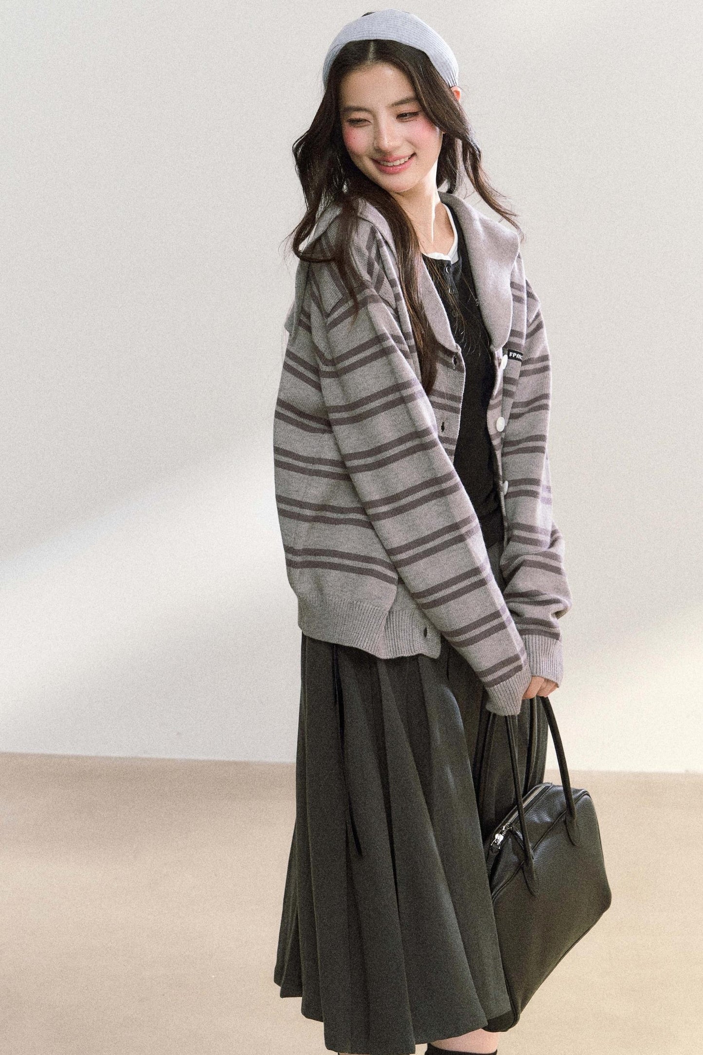 Striped Basic Cardigan Sweater