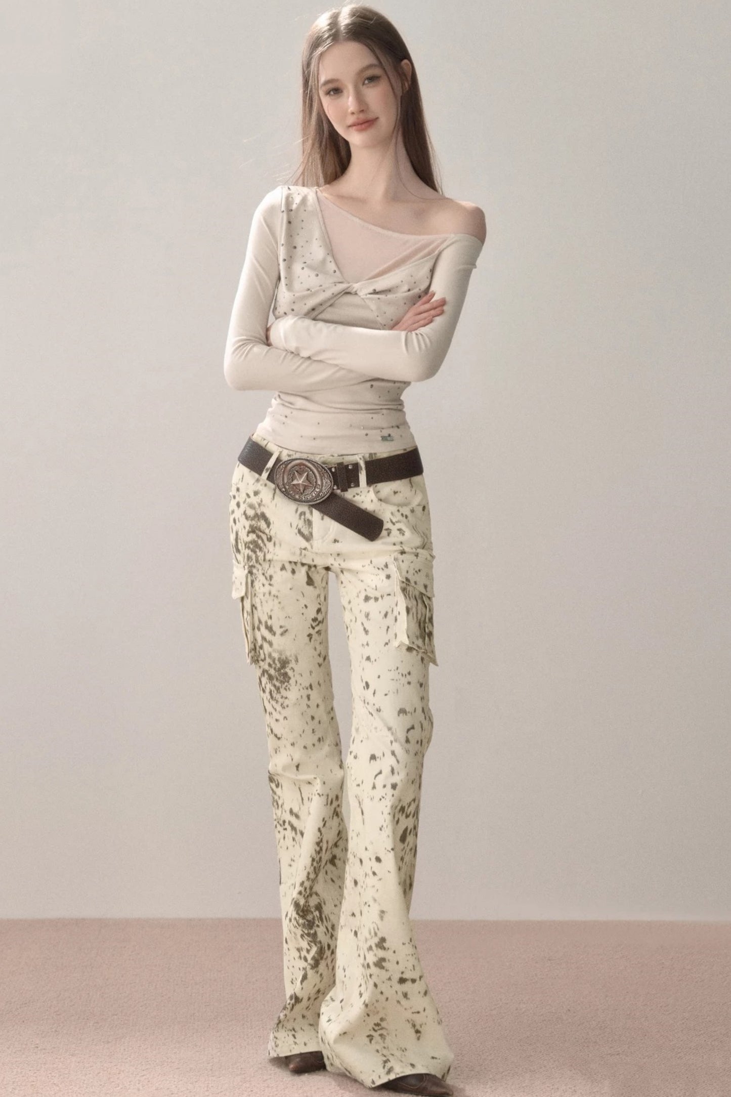 Retro Splash-Ink Flared Pants