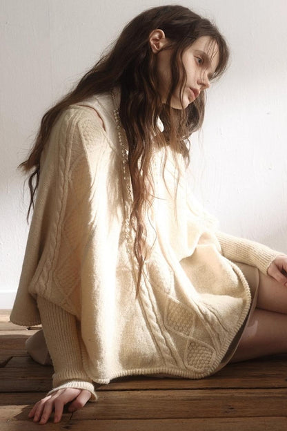 Light Purple Wool Batwing Sweater Set-Up