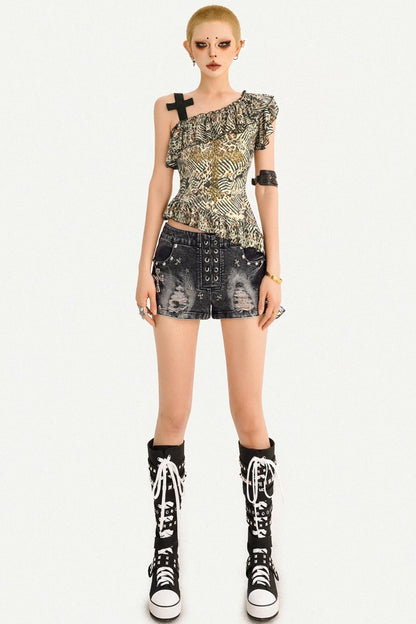 Retro Leopard Ruffle Vest