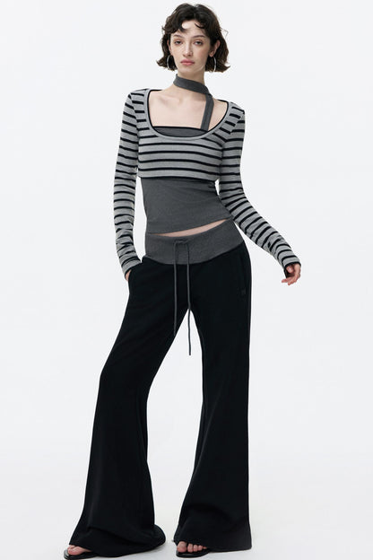 Color-Blocked Flared Sweatpants