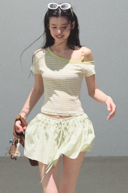 Embroidered Slim Fit Off-the-Shoulder Top