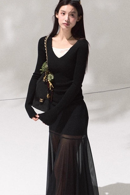 V-Neck Slim Casual Knit Sweater