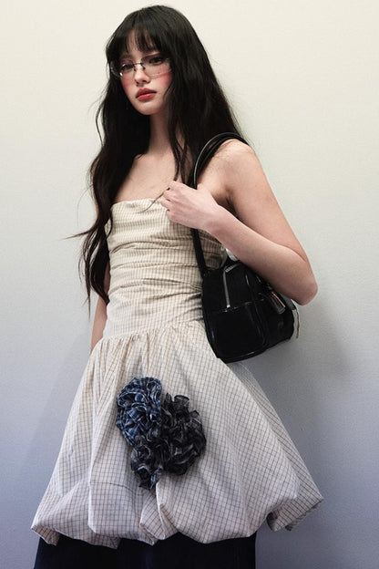 Apricot Beige Floral Waist Sheath Dress