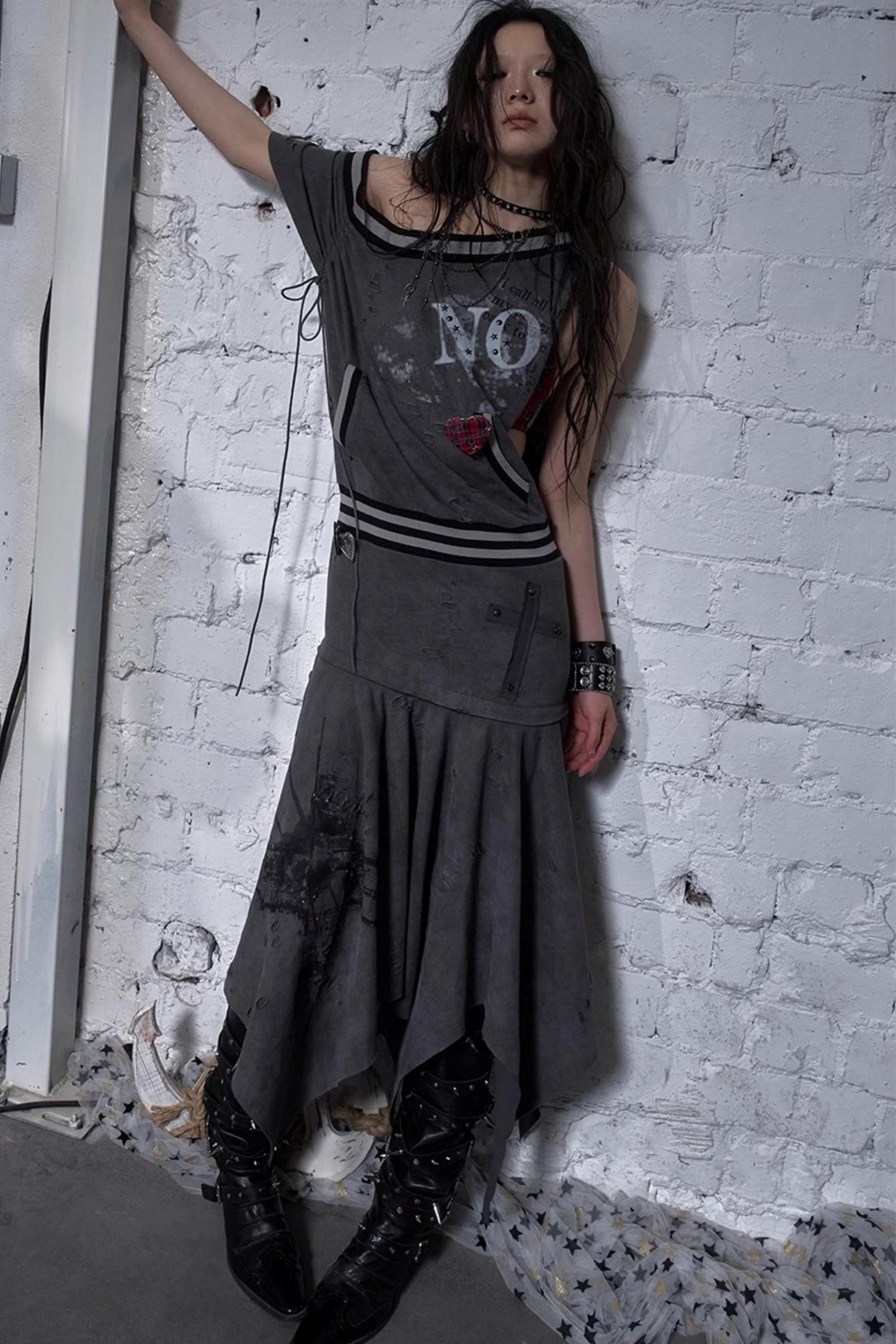 Detachable Hem Punk Corset Dress