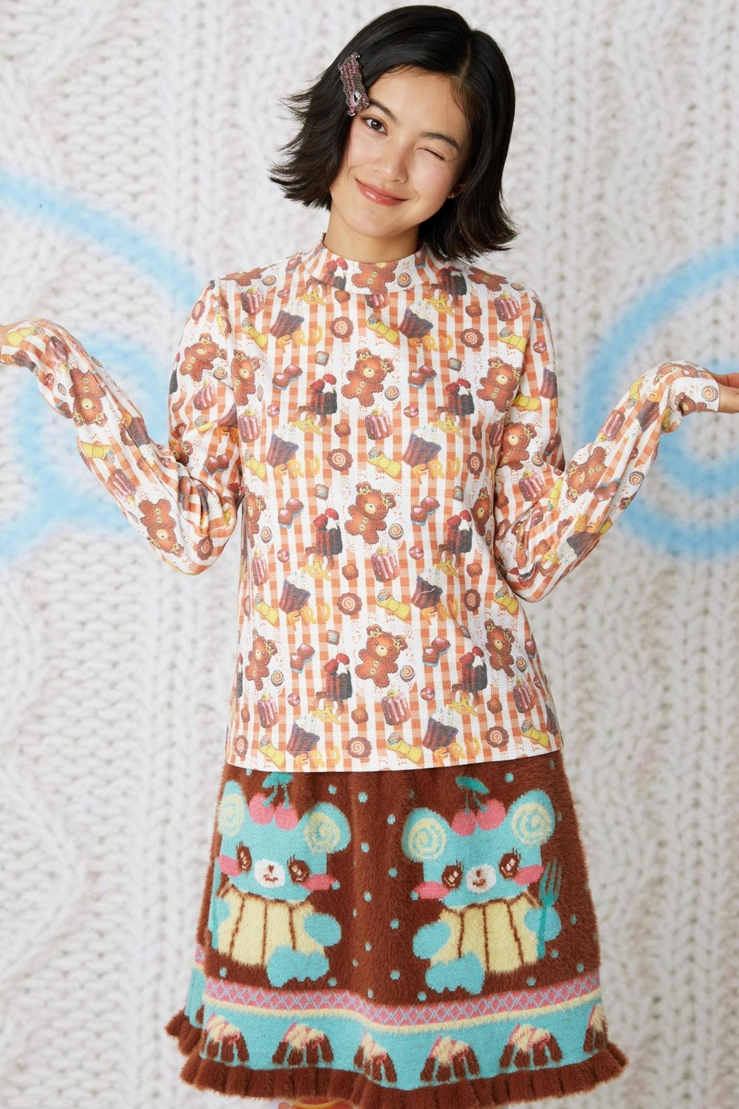 Cookie Print Waffle Top