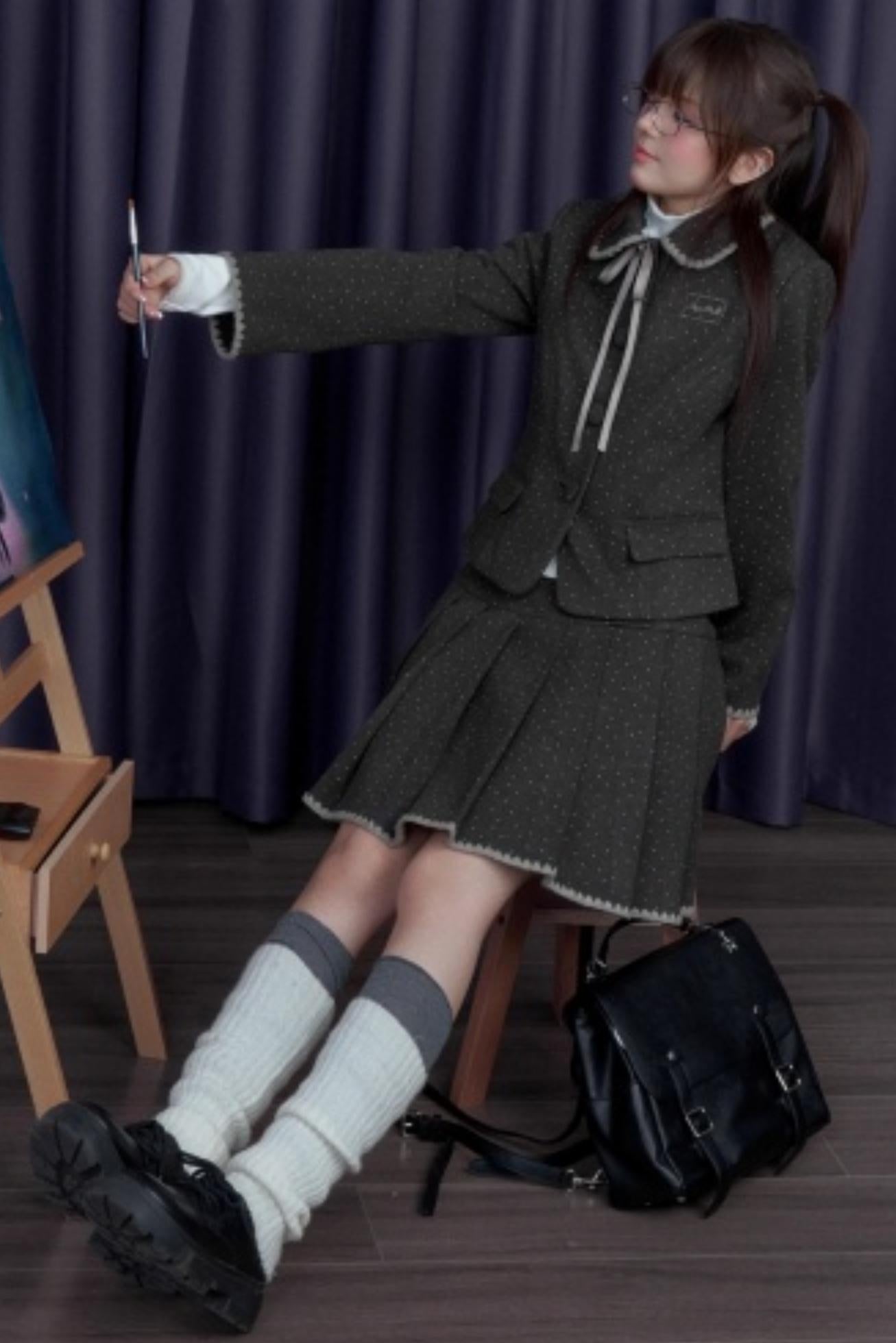 Polka Dot Tweed Coat Set-Up