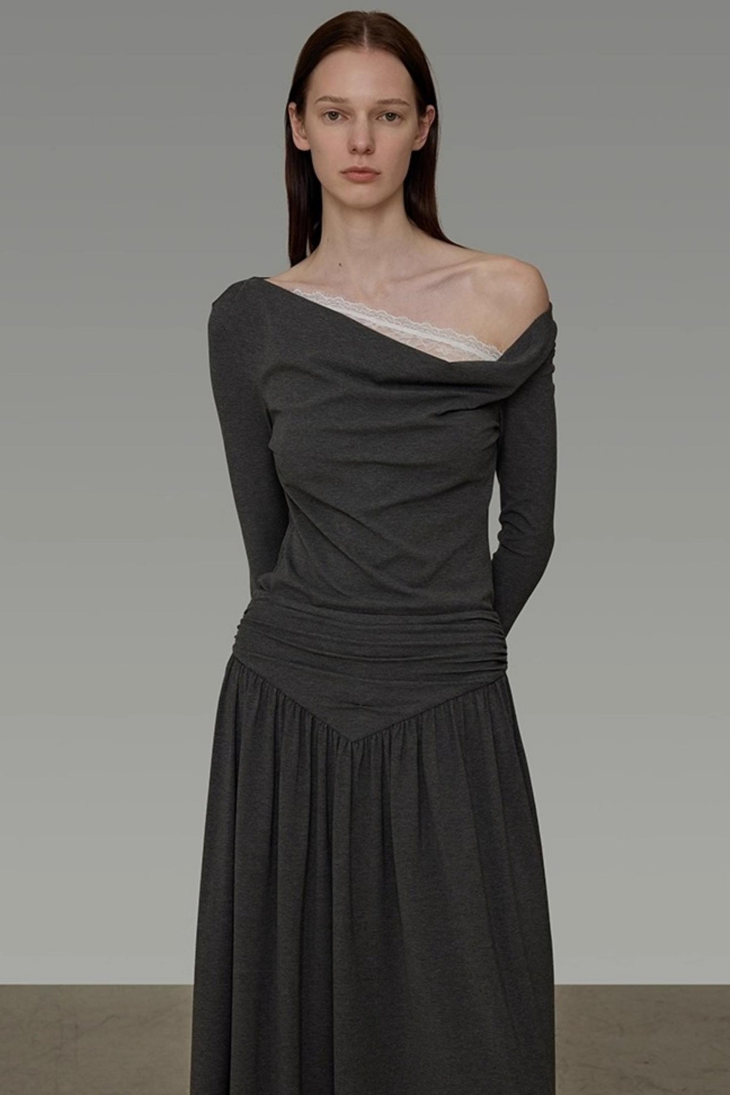 Lace Shoulder Knit Dress