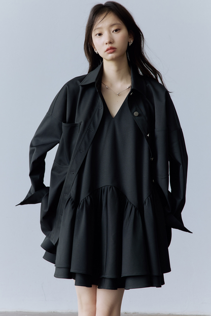 Oversize Hemdjacke aus Essigwolle