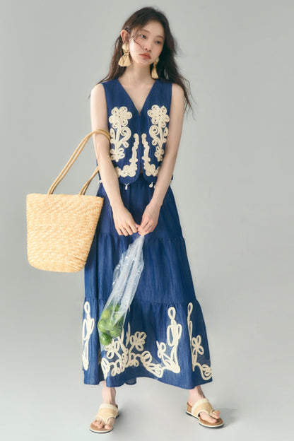 Wind Vines Flower Shell Pendant Vest Set-Up