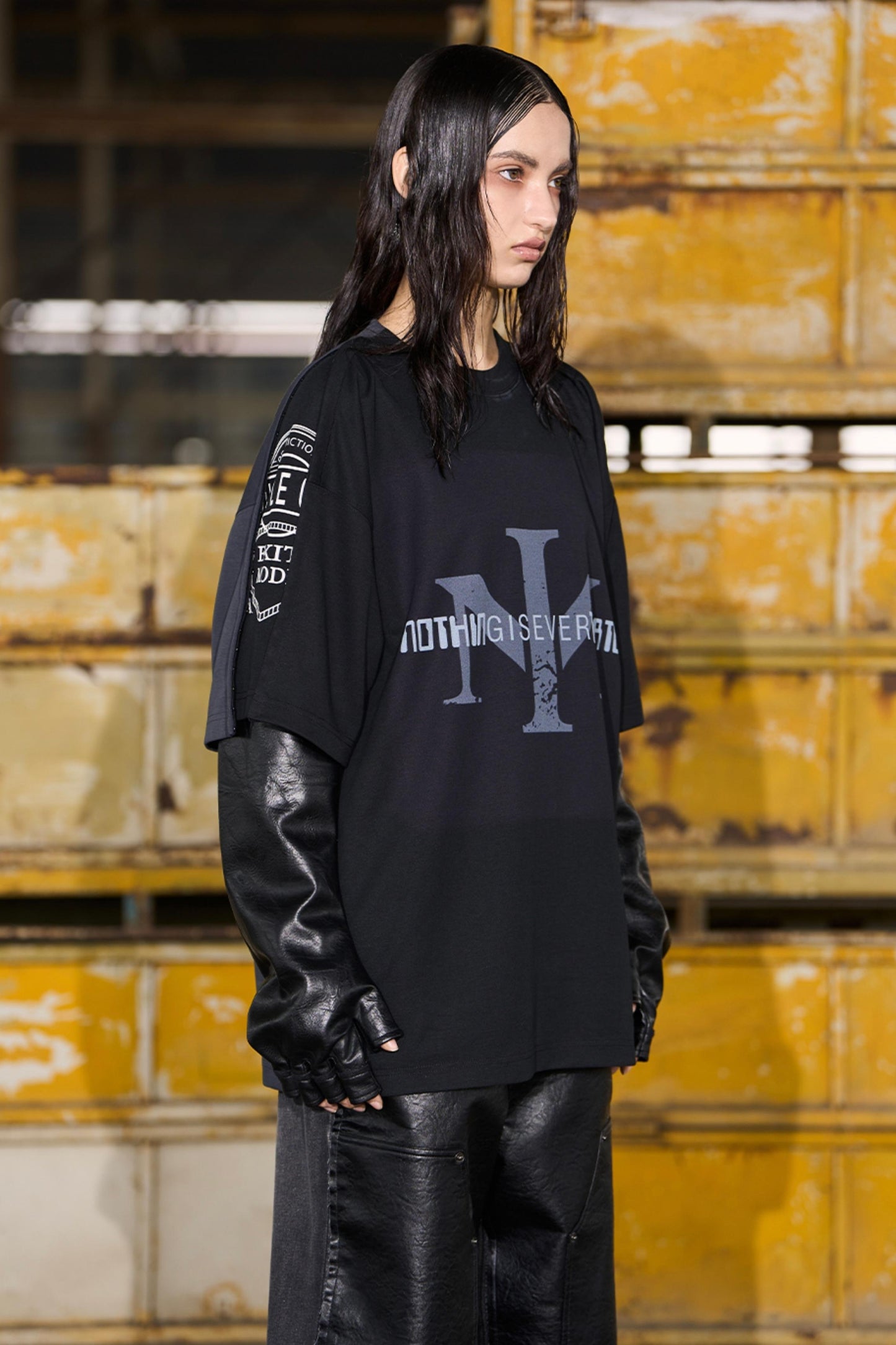 Short Sleeve Buckle Layered T-Shirt