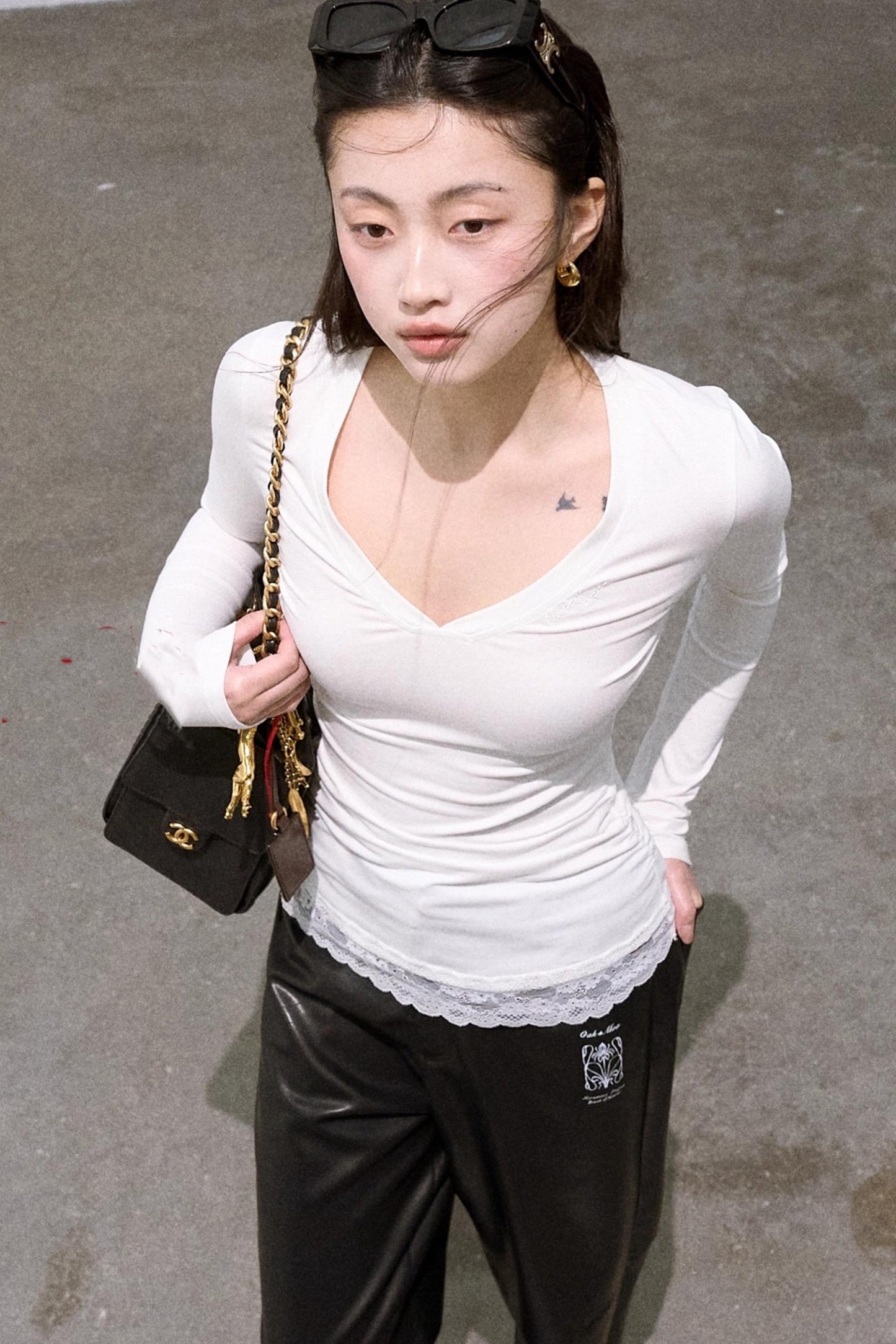 Slim V-Neck Knit Top