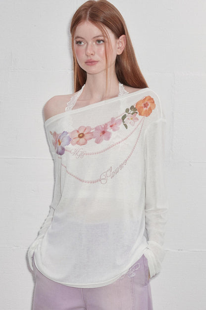 Floral Sheer Asymmetric Tee