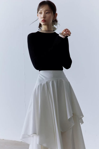 Schwarzes geripptes Stricktop