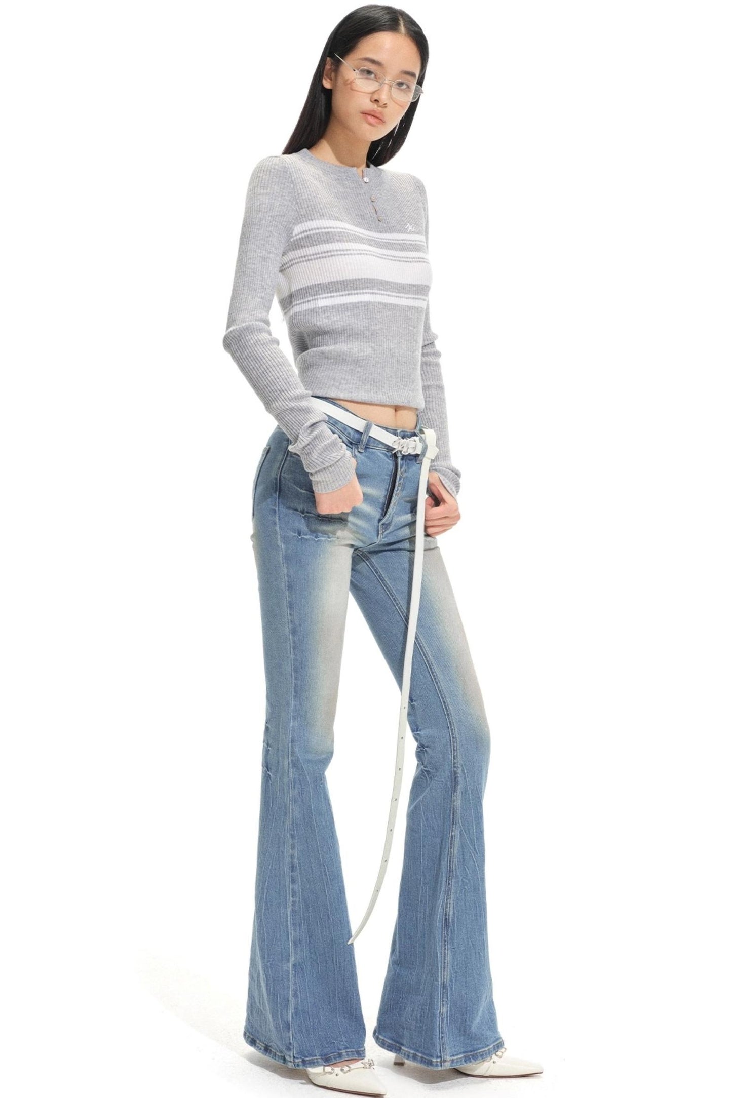 Stripe Wool Knit Cardigan