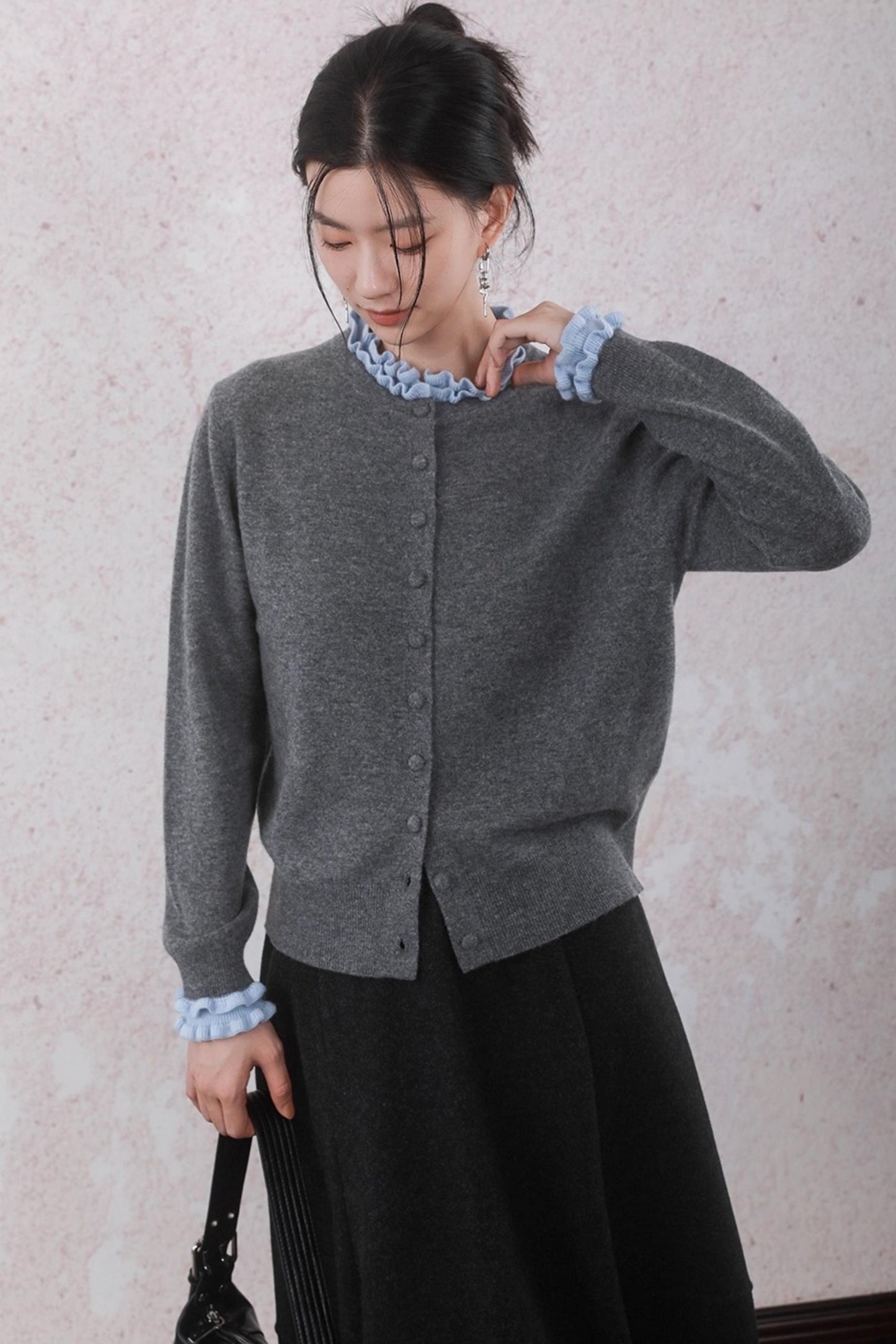 Patchwork Ruffled Cardigan