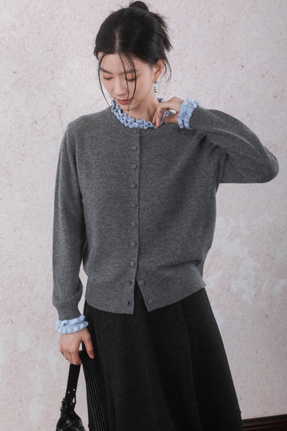 Patchwork Ruffled Cardigan