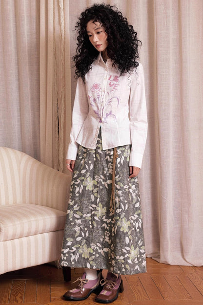 Resting Gray Brushed Mid-length Skirt