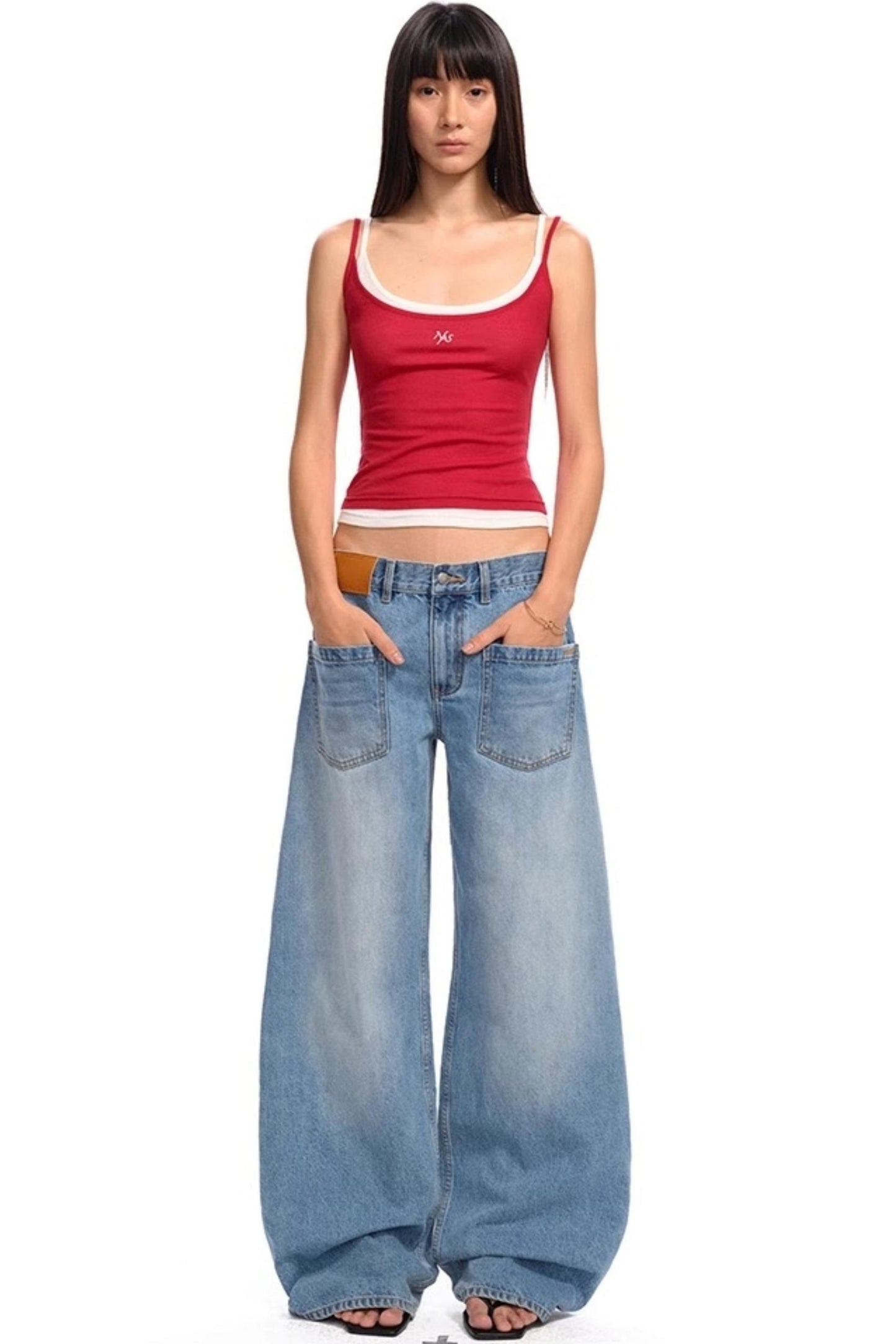 Reversed Wide-Leg Cargo Pants