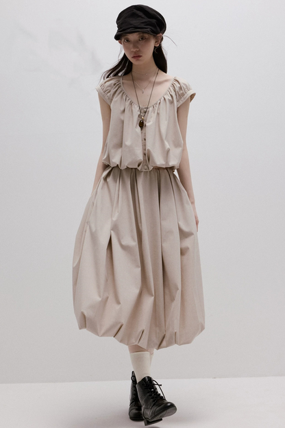 Apricot Gray Linen Top