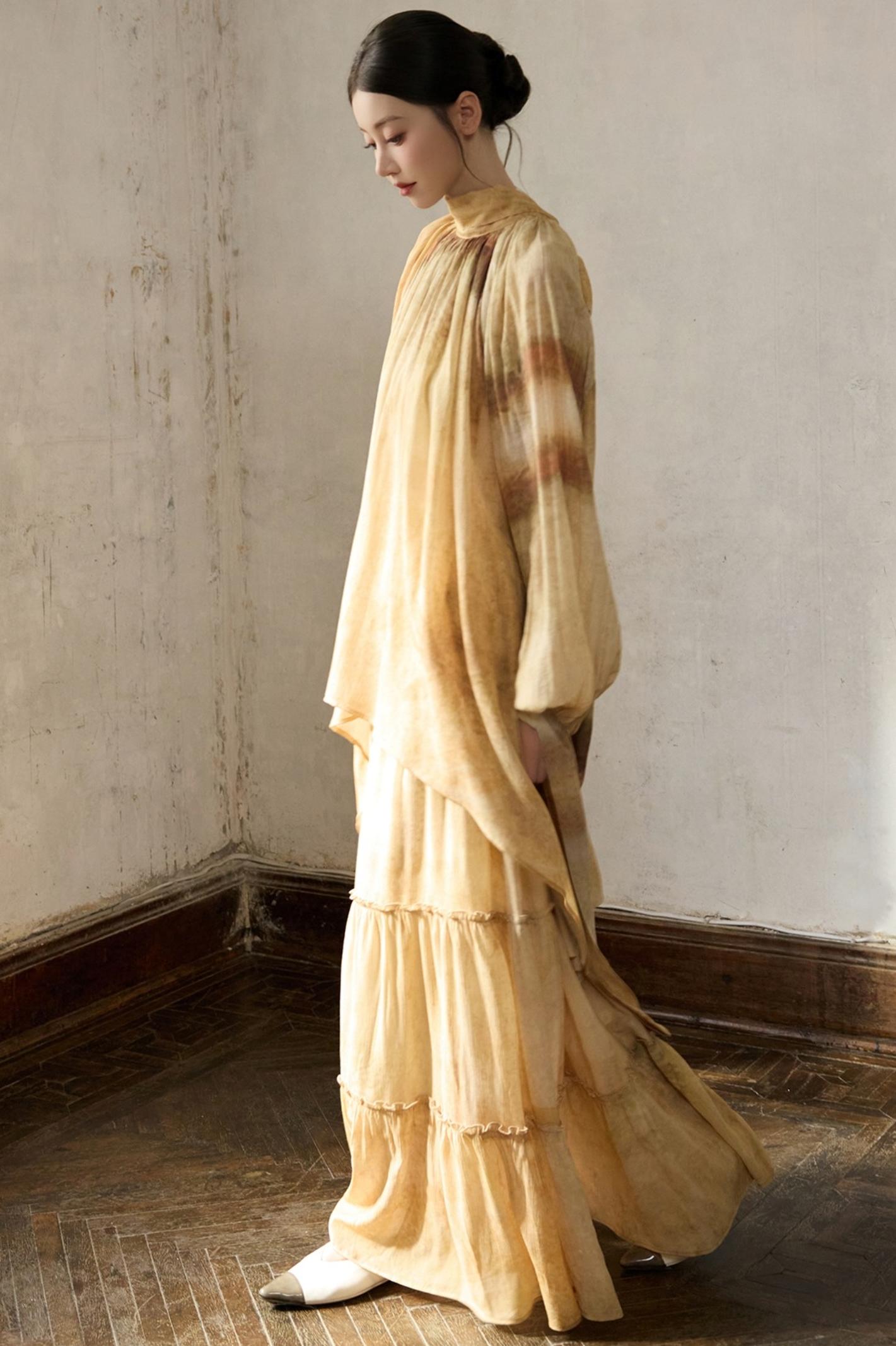 Romantic Lace-up Flowing Skirt Set-Up