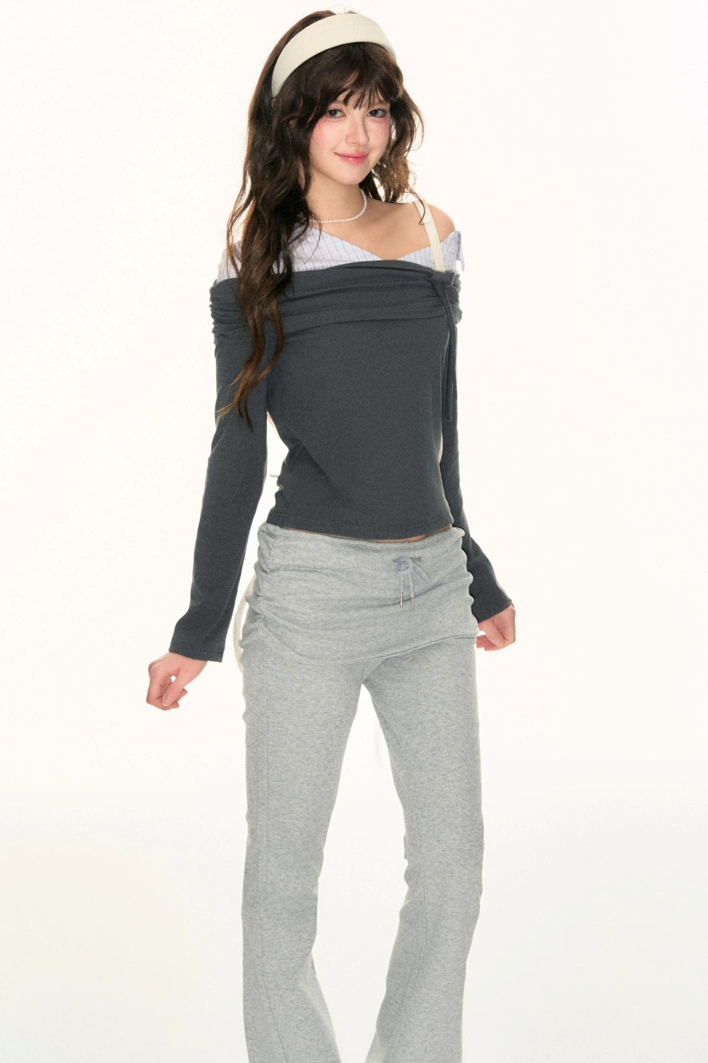 Off-Shoulder Patchwork Top