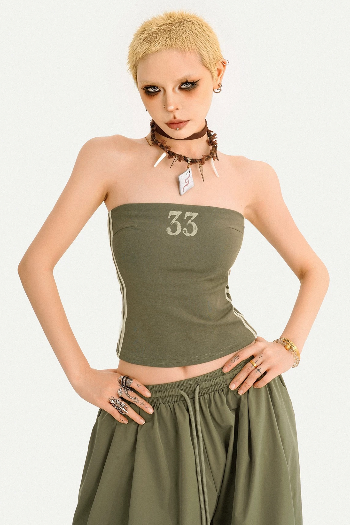 Retro Color-Block Tube Top