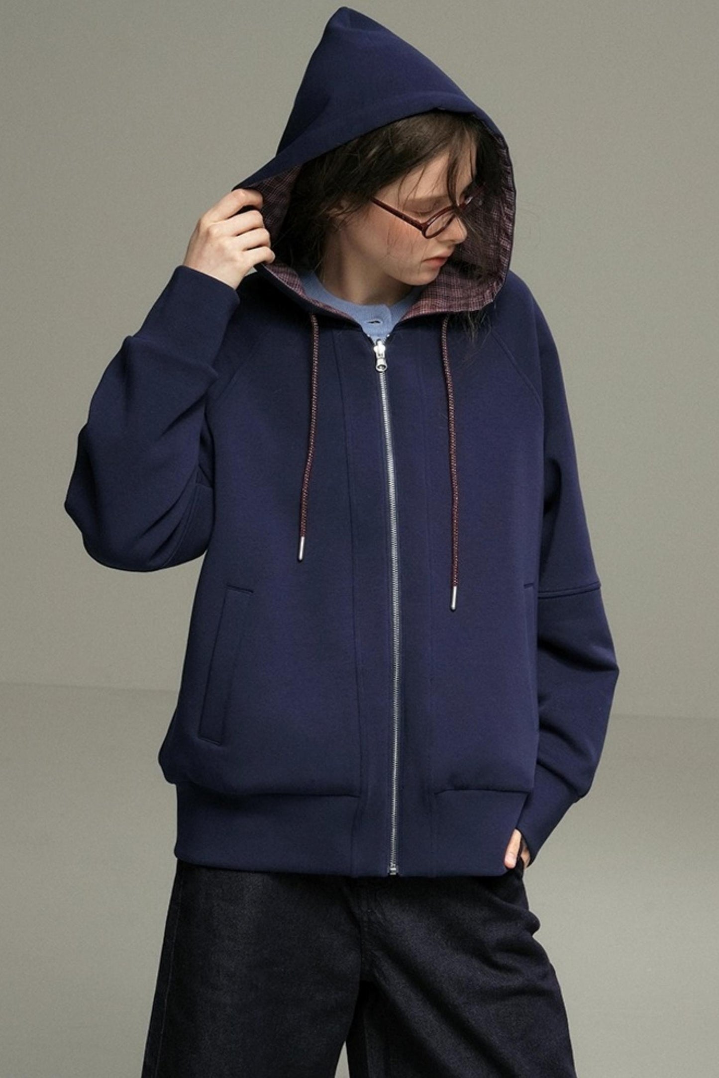 Layer Plaid Hooded Jacket