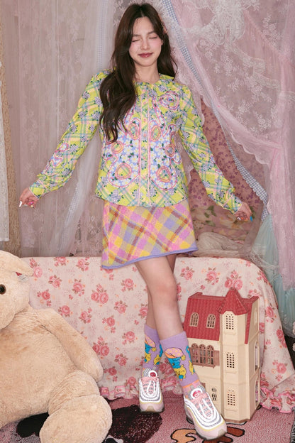 Green Patchwork Plaid Shirt