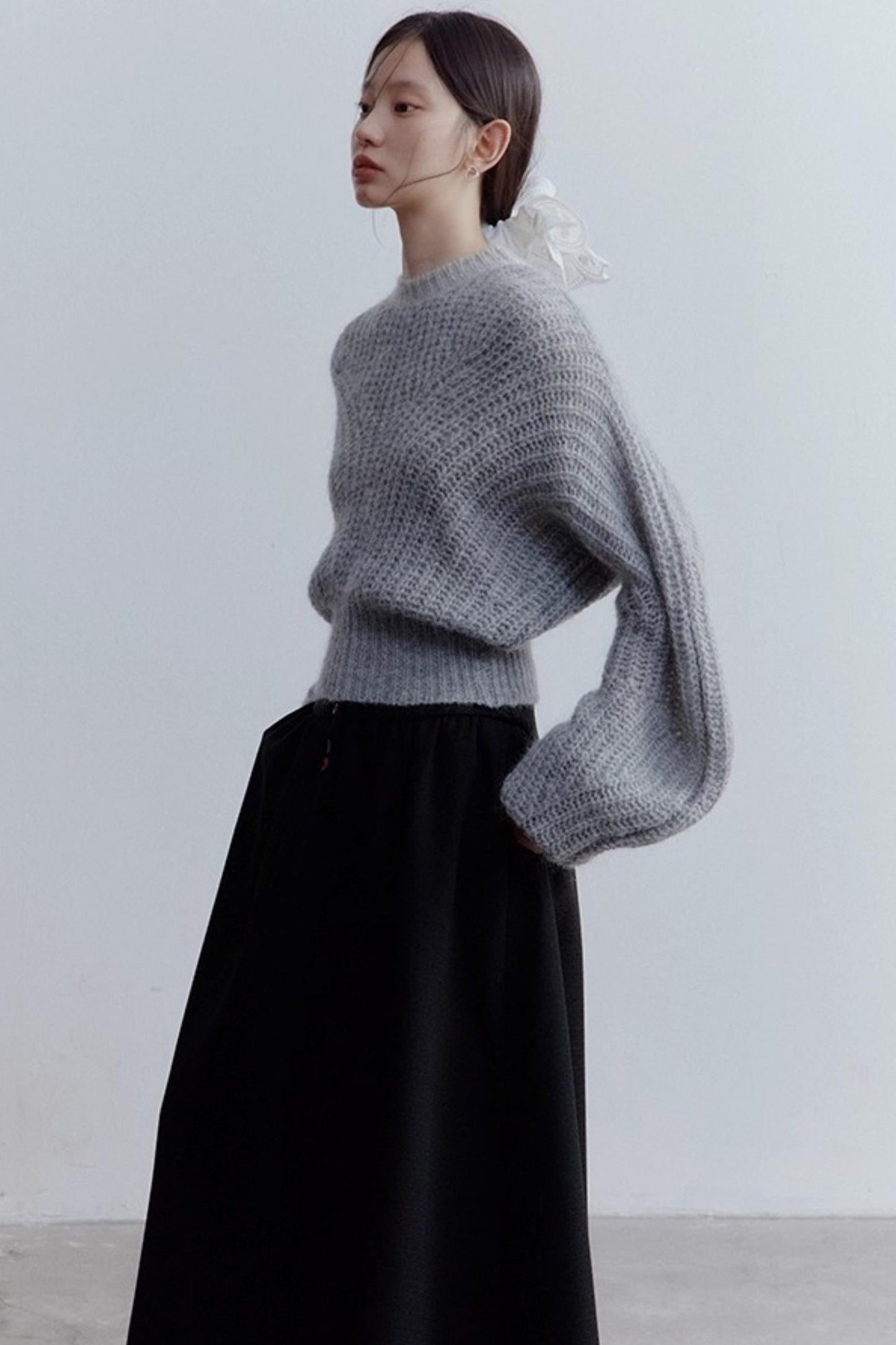 Furry Misty Gray Wool Top