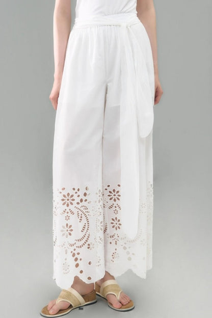 Cotton Cut-out Strappy Straight-leg Trousers