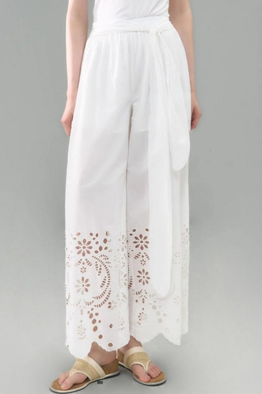 Cotton Cut-out Strappy Straight-leg Trousers