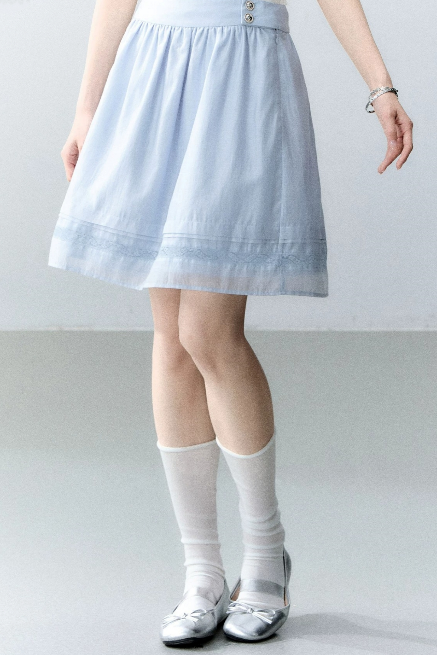 Blue Tencel A-Line Skirt